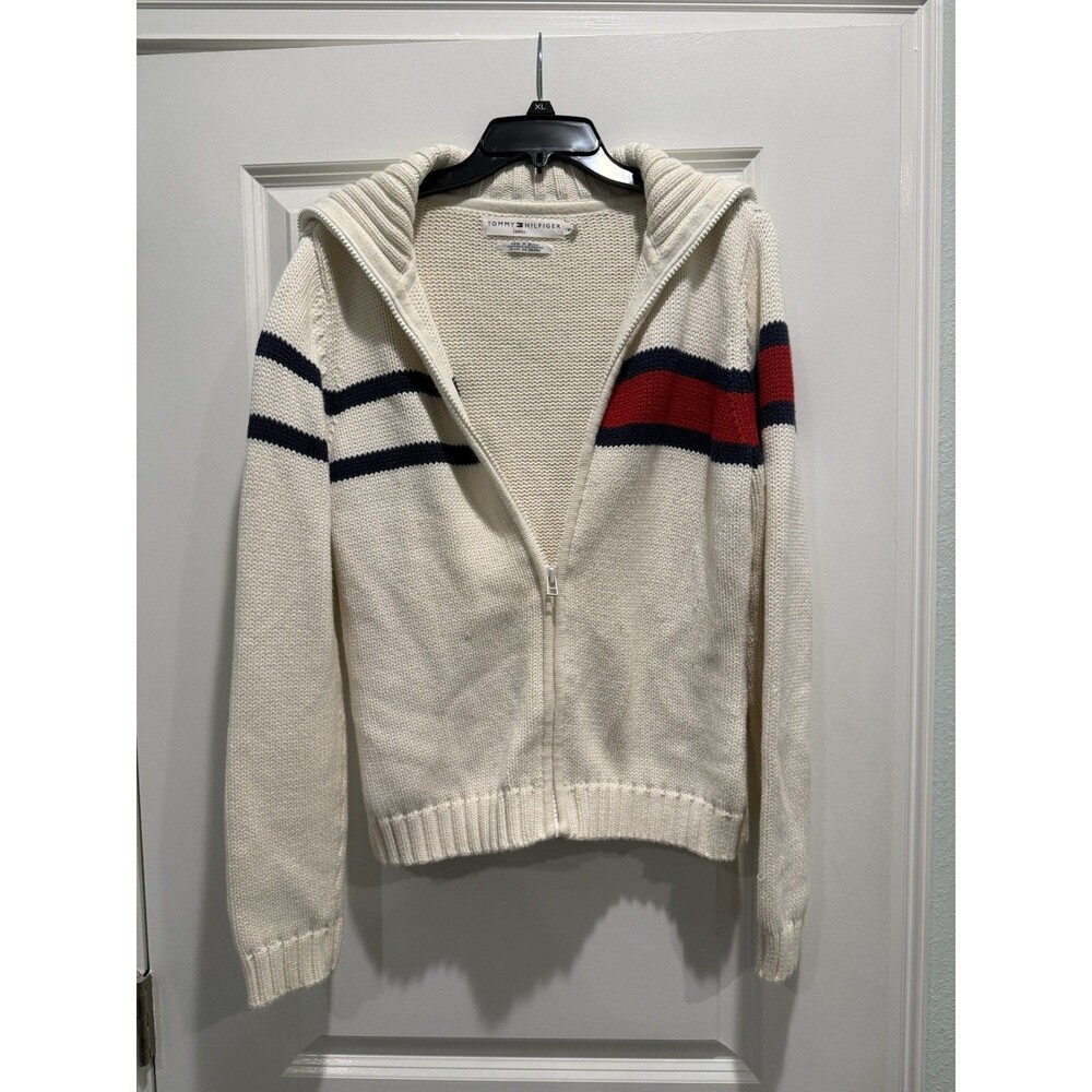 Vintage 2002 Tommy Hilfiger Women's Full Zip Sweater‎ Size XL Made In Japan Y2K